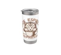 Più espresso, meno depressione, gatto con tazza da caffè Bicchiere termico in acciaio inox doppia parete
