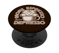 Più espresso meno depressione gatto con tazza di caffè PopSockets PopGrip Adesivo