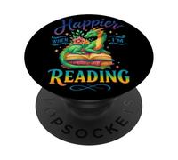Più felice quando leggo il libro Drago PopSockets PopGrip Adesivo
