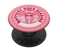Più felice quando si legge gotico scheletro libro amante floreale PopSockets PopGrip Adesivo