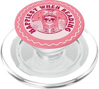 Più felice quando si legge gotico scheletro libro amante floreale PopSockets PopGrip per MagSafe