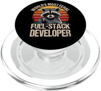 Più Feral Full Stack Developer Divertente Raccoon Coder Dev Uomini PopSockets PopGrip per MagSafe