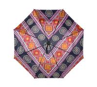 Più forte antivento Viaggio Ombrello Robusto Pieghevole Modello Etnico Arancione e Blu Navy 42 Pollici Protezione UV Umbrallas per UV Protezione Solare Pioggia Automatico Apertura/Chiudi sombrillas de