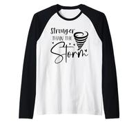 più Forte della Tempesta Cuore Moderno Detto Positivo Maglia con Maniche Raglan