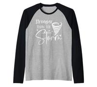 più Forte della Tempesta Cuore Moderno Detto Positivo Maglia con Maniche Raglan