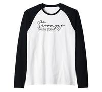 più Forte della Tempesta Cuore Moderno Detto Positivo Maglia con Maniche Raglan