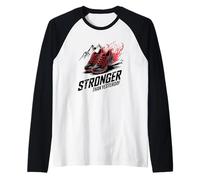 più Forte di Ieri Tema Motivazione Corsa Fitness Maglia con Maniche Raglan