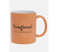 Più Forty +40 Mug Ceramica con Manico 32,5 Cl Stampa "Buongiorno Salvo Complicazioni" Arancione Mat