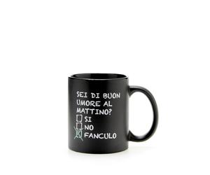 Più Forty +40 Mug Ceramica con Manico 32,5 Cl Stampa "Sei di Buon Umore..." Nera Mat