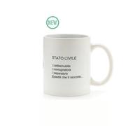 Più Forty +40 Mug Ceramica con Manico 32,5 Cl Stampa "Stato Civile..." Bianco Mat