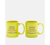 Più Forty +40 Set 2 Tazzine 12 Cl Ceramica Stampa "Hobbysogno..." Giallo