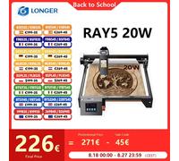 Più lungo RAY5 20W incisore Laser Touch Screen Chipset a 32 bit WIFI 0.08*0.1mm Laser Spot incisione macchina da taglio Area 375*375mm LONGER RAY5 20W