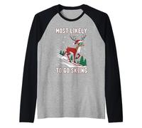 più probabile Andare a Sciare Umorismo Pigiama Natalizio Maglia con Maniche Raglan