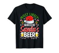 più probabile Bere la Birra di Babbo Natale Buon Pigiama di Natale Maglietta