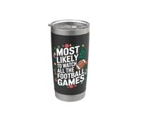 Più Probabilmente Guardare Tutti I Giochi Di Calcio Natale Natale Bicchiere termico in acciaio inox doppia parete