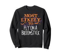 Più Probabilmente Halloween Volare Su Un Broomstick Matching Felpa