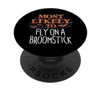 Più Probabilmente Halloween Volare Su Un Broomstick Matching PopSockets PopGrip Adesivo