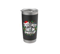 Più Probabilmente Scoreggia Durante La Vacanza Di Corrispondenza Giro Di Babbo Natale Bicchiere termico in acciaio inox doppia parete
