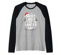 più Probabilmente Scoreggia sul Lap Family di Babbo Natale Maglia con Maniche Raglan