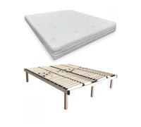 Più Relax Set Rete Matrimoniale Legno con Materasso in Waterfoam Aloe Vera Sfoderabile