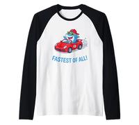 più Veloce di Tutti i Bambini Carino Shark Race Car Design per Ragazzi Maglia con Maniche Raglan