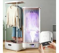 Più voti al vapore per abbigliamento da 900W con telecomando, ferro da stiro verticale automatico e appendiabiti portatile, stazione multifunzione armadio a vapore per manutenzione abiti e tessuti