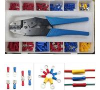 PIUHRKLEVD 300 pezzi Terminale a forcella a crimpare + pinza a crimpare Kit elettrico assortito Connettore for cavo a forcella ad anello isolato