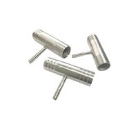 PIUHRKLEVD 6 8 10 12 14 16 19 20 25 32 38-51mm Hose Barb Reducer Tee 3 Ways Splitter 304 Stainless Steel Hosetail Connector Coupler Fitting (32-16-32mm)