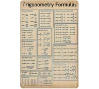 PIUHRKLEVD Algebra Trigonometry Study Aid Sign 8 X 12 in