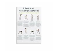 PIUHRKLEVD Ba Duan Jin Poster Eight Section Brocade Traditional Chinese Exercise Chart Movement Guide for Wellness Decor 8 X 12 in