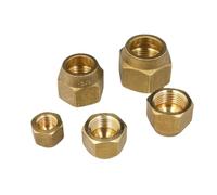 PIUHRKLEVD Brass Forged 7/16"-17/16" UNF Hex Nut 45 Degree SAE-Standard 1/4" 3/8" 1/2" 3/4" Inch Flare Pipe Fitting Air Conditioner(19.05mm 3l4 SAE 72g,5 pcs)