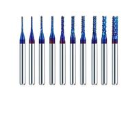 PIUHRKLEVD Carbide End Milling Cutter 10pcs 0.6-1.5mm Set Shank Blue Coated CNC Router Bits Engraving Edge Cutter End mill