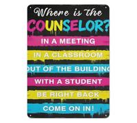 PIUHRKLEVD Decorative Metal Sign Where is The Counselor Today with Moveable Marker for Door or Wall School Gift Classroom Office Decor 8 X 12 Inch