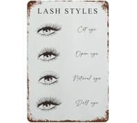 PIUHRKLEVD Eyelashes Salon Lash Tech Guide 2 Retro Metal Tin Sign Vintage Wall Decor for Beauty Studio Makeup Room Spa 8 X 12 in