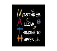 PIUHRKLEVD Homeschool Decor Math Poster Growth Mindset Quote Mistakes Allow Thinking to Happen Educational Wall-Art for Classroom Study Room Learning(Unframed,08x12inch(20x30cm))