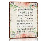 PIUHRKLEVD I Sing Because Im Happy Rustic Metal Wall Decor 12x8 Inch