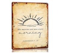 PIUHRKLEVD Lamentations 3:21-23 His Mercies Are Every Morning Metal Sign Scripture Faith Kitchen Home Decor 12 X 16 in