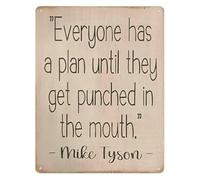 PIUHRKLEVD Man Cave Metal Tin Sign Everyone Has a Plan Until They Get Punched in the Face Funny Boxing Quote Wall Decor Home Gym Gift 8 X 12 in
