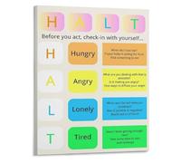 PIUHRKLEVD Mindfulness Mental Health Poster HALT Self Check Tool for Hungry Angry Lonely Tired Feelings Office Home Counseling Wall Decor(Framed,08x12inch(20x30cm))