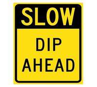 PIUHRKLEVD Modern Minimalist Slow Dip Ahead Black White Sign 12x8 Inch