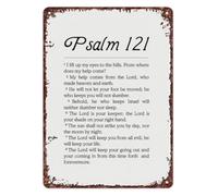 PIUHRKLEVD Psalm 121 God Protects Verse Metal Tin Decor 8x12 Inch | Peaceful divine protection reminder on weather resistant tin great for sanctuary