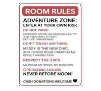 PIUHRKLEVD Room Rules Danger Zone Enter At Risk Sign 12x8 Inch