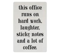PIUHRKLEVD This Office Runs on Hard Work and Coffee Funny Tin Sign Rustic Wall-Art for Decor Home Bar Gift for Coworker (8 X 12 inch)