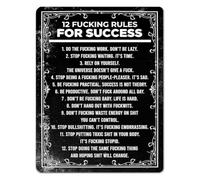 PIUHRKLEVD Twelve Rules For Success Vintage Metal Sign 12x8 Inch