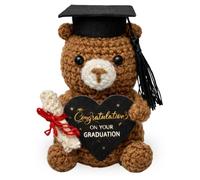 PIujsym Laurea, regalo di laurea, regalo di laurea, portafortuna, orso all'uncinetto, con cappello da dottore, mutmacher, tascabile, regalo per studio, università, formazione universitaria, orso