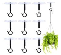 Piuluvor® 10 ganci da soffitto autoadesivi, ganci adesivi per il soffitto, extra forti, senza foratura, ganci da parete trasparenti con sicurezza per piante, vasi di fiori, lampada decorativa (nero)