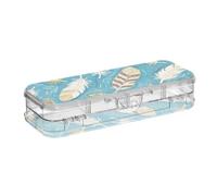 Piuma Blu Art Painting Progettato Clear Pencil Box Double Deck Penne Scatole per la scuola con coperchio