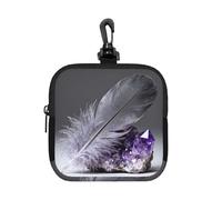Piuma Crystal Cluster Piccolo Impermeabile Zipper Pouch - Neoprene Storage Bag per auricolari, Portachiavi Clip Case