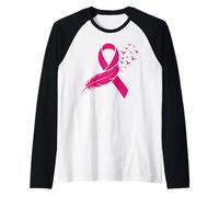 Piuma di Nastro Rosa per la consapevolezza del Cancro al Seno Maglia con Maniche Raglan