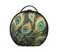 Piuma Di Pavone Art Trucco Astuccio da Toilette Borse Rotondo Toeletta Scatola Cosmetica Borsa Creativo con Divisori Regolabili per Donna